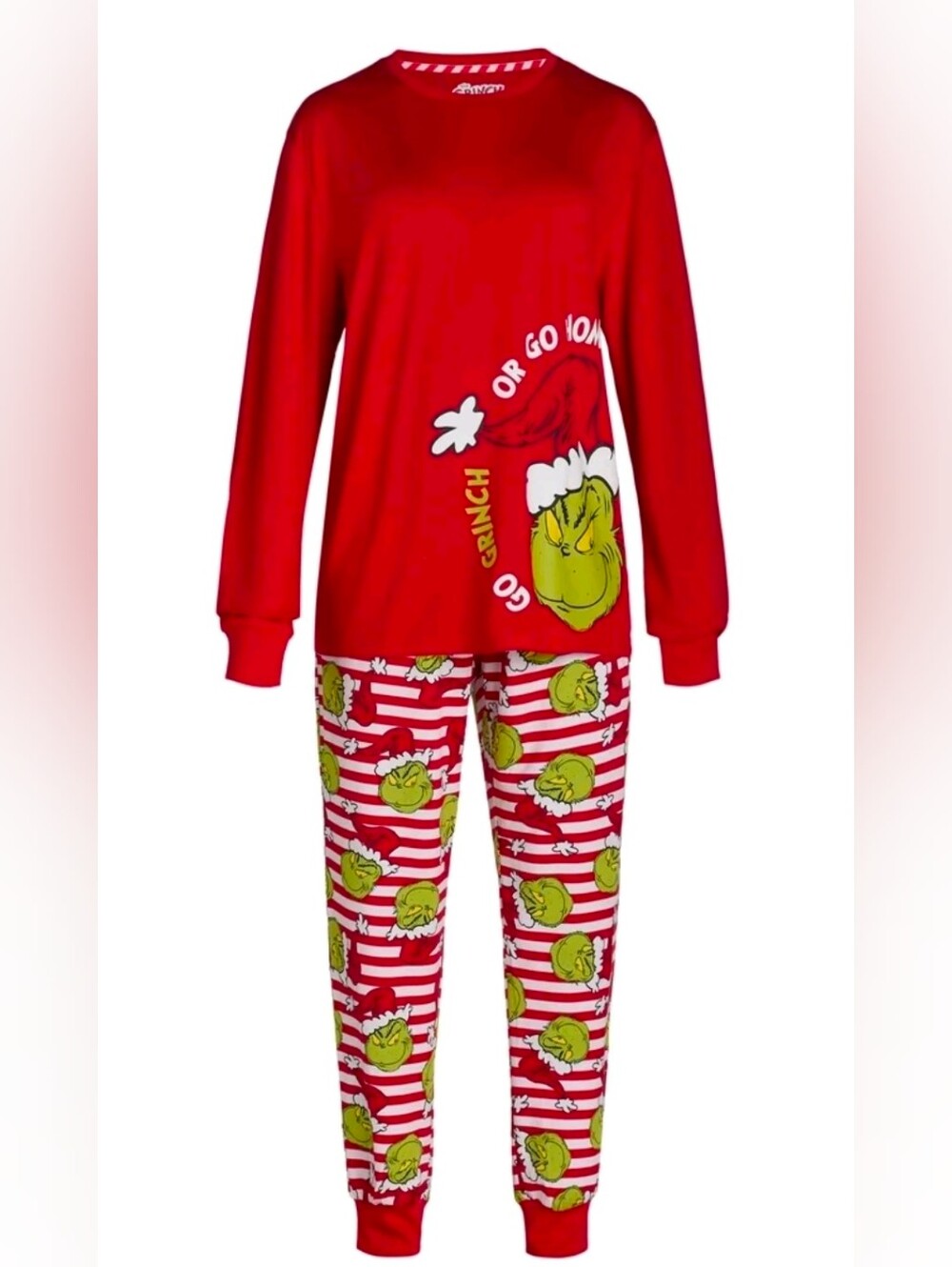 Women's Red Grinch Holiday Pajama Set 2X 18w-20w